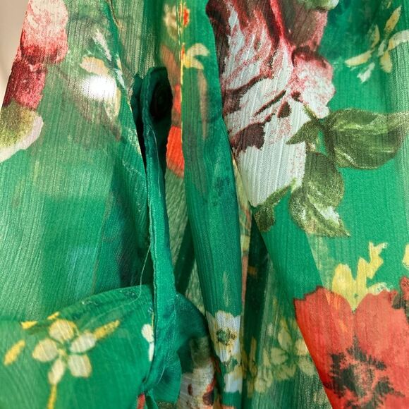 Kut from the Kloth Green and Red Floral Long Sleeve Blouse with 3/4 Option, XS - Picture 6 of 8